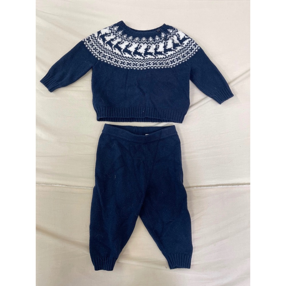 Amazon Essentials Sofia Grainge‎ Reindeer Fair Isle Knit Sweater Pants Set 6-9M